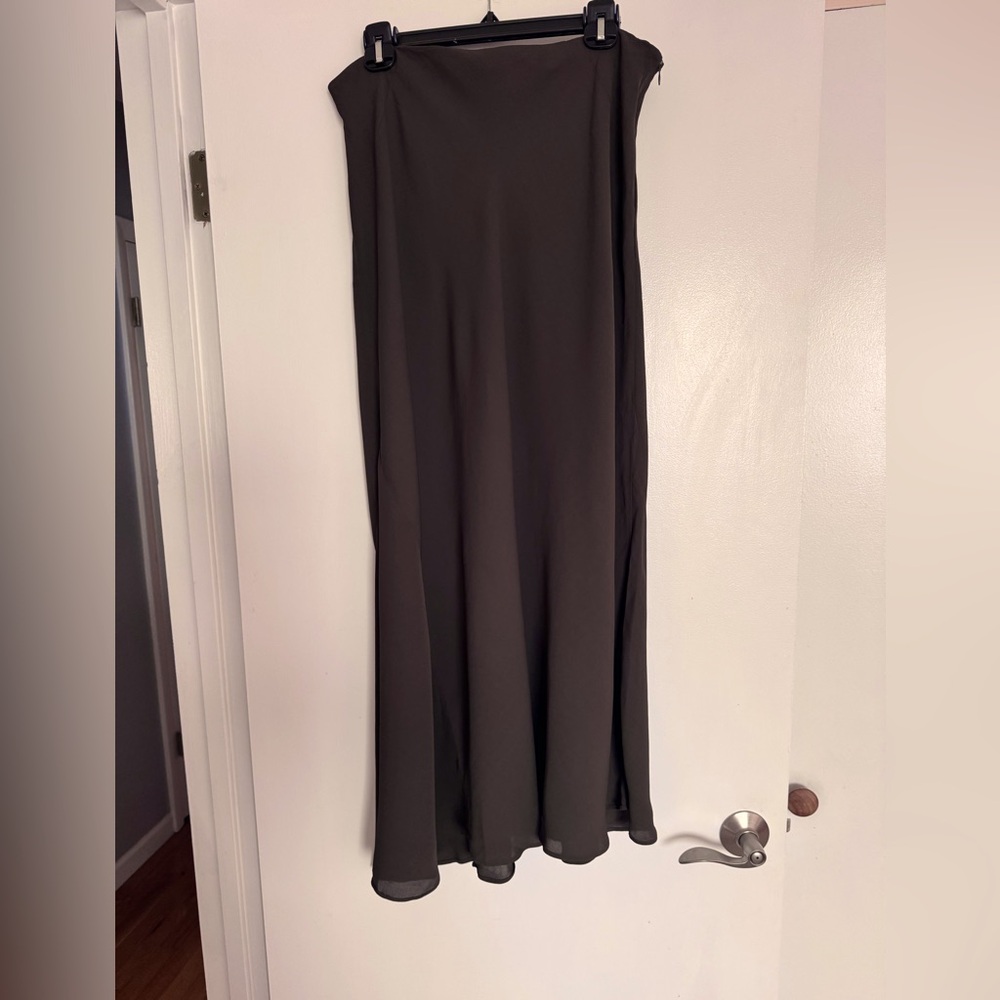 Zara Charcoal A-Line Skirt. Dark olive color. Asymmetrical